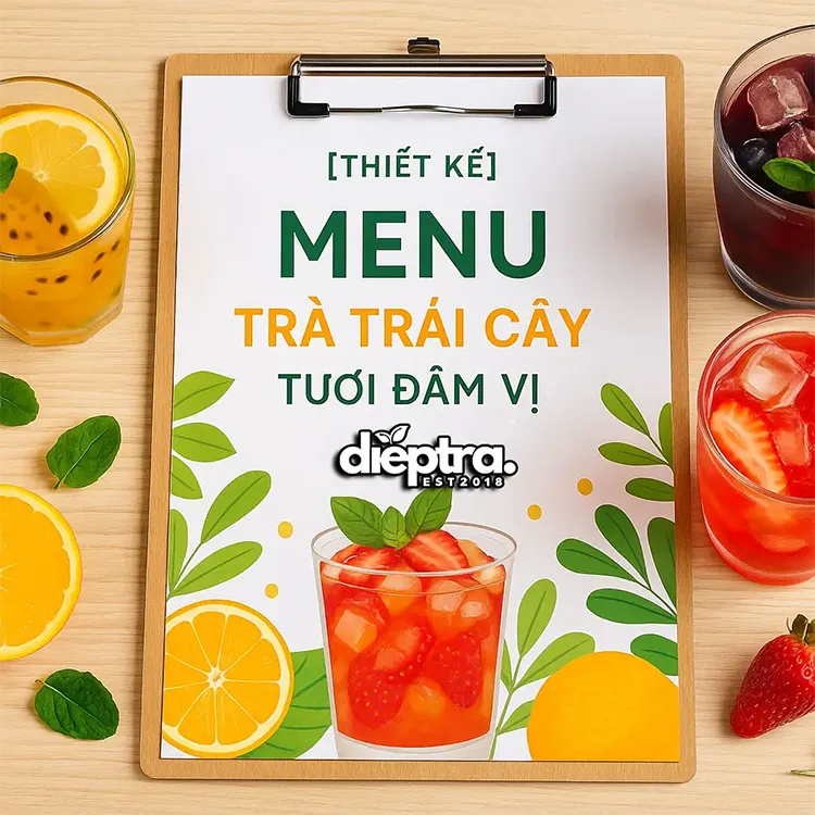 Nguyên liệu thiết kế menu trà trái cây tươi