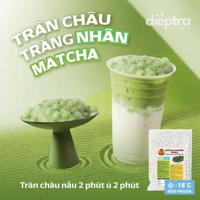 Trân Châu Trắng Nhân Matcha | Đông Lạnh