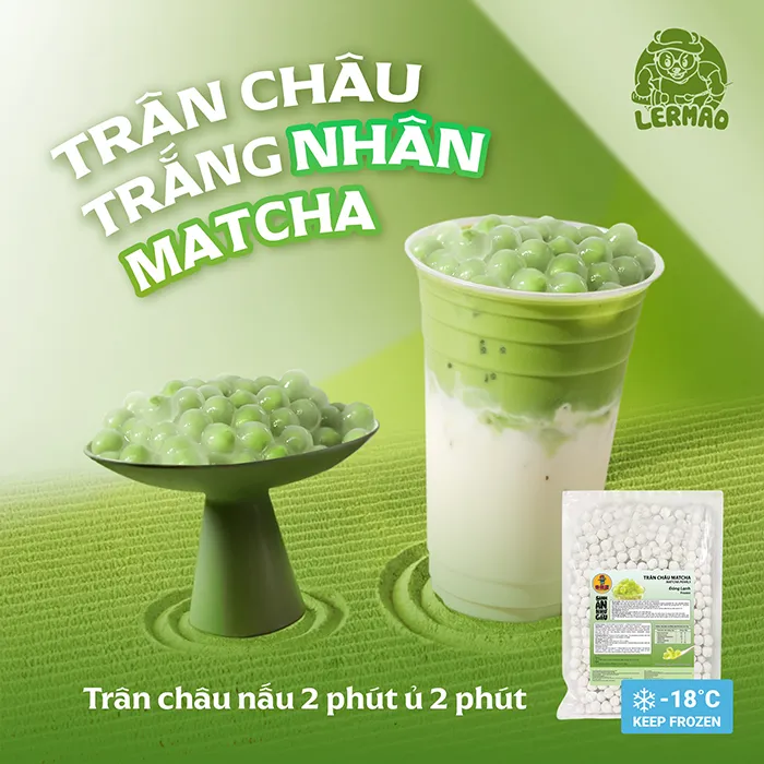 Trân Châu Trắng Nhân Matcha LerMao | Đông Lạnh