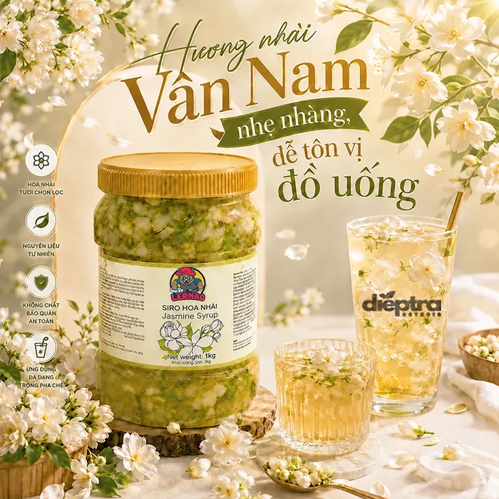Mứt hoa nhài LerMao hương nhài nhẹ nhàng, tôn vị đồ uống